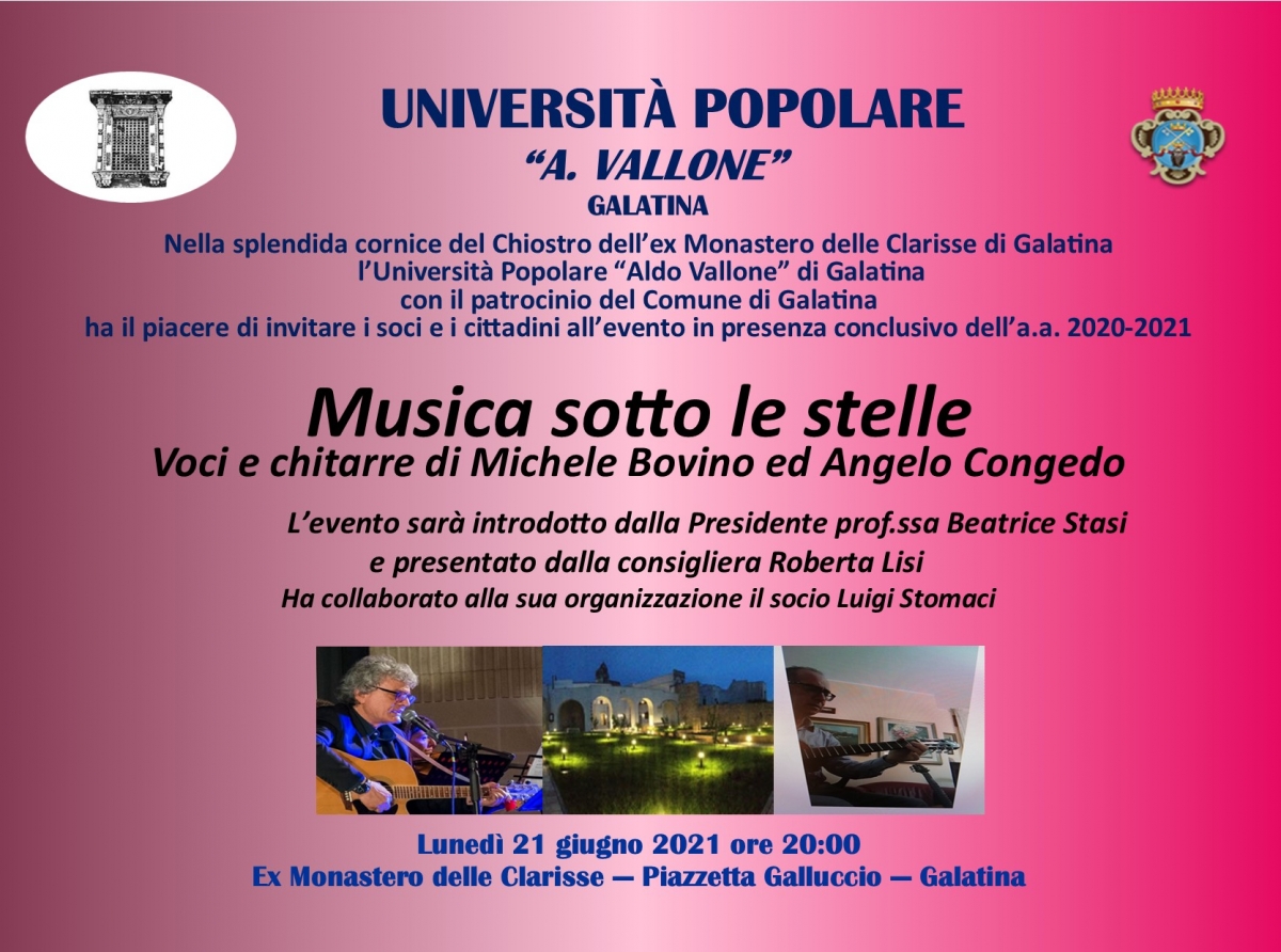UnipoVallone di Galatina: serata musicale con Michele Bovino e Angelo Congedo