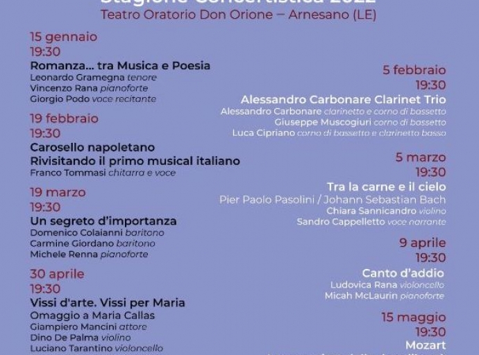  “Opera Prima” di Arnesano apre la Stagione Concertistica 2022